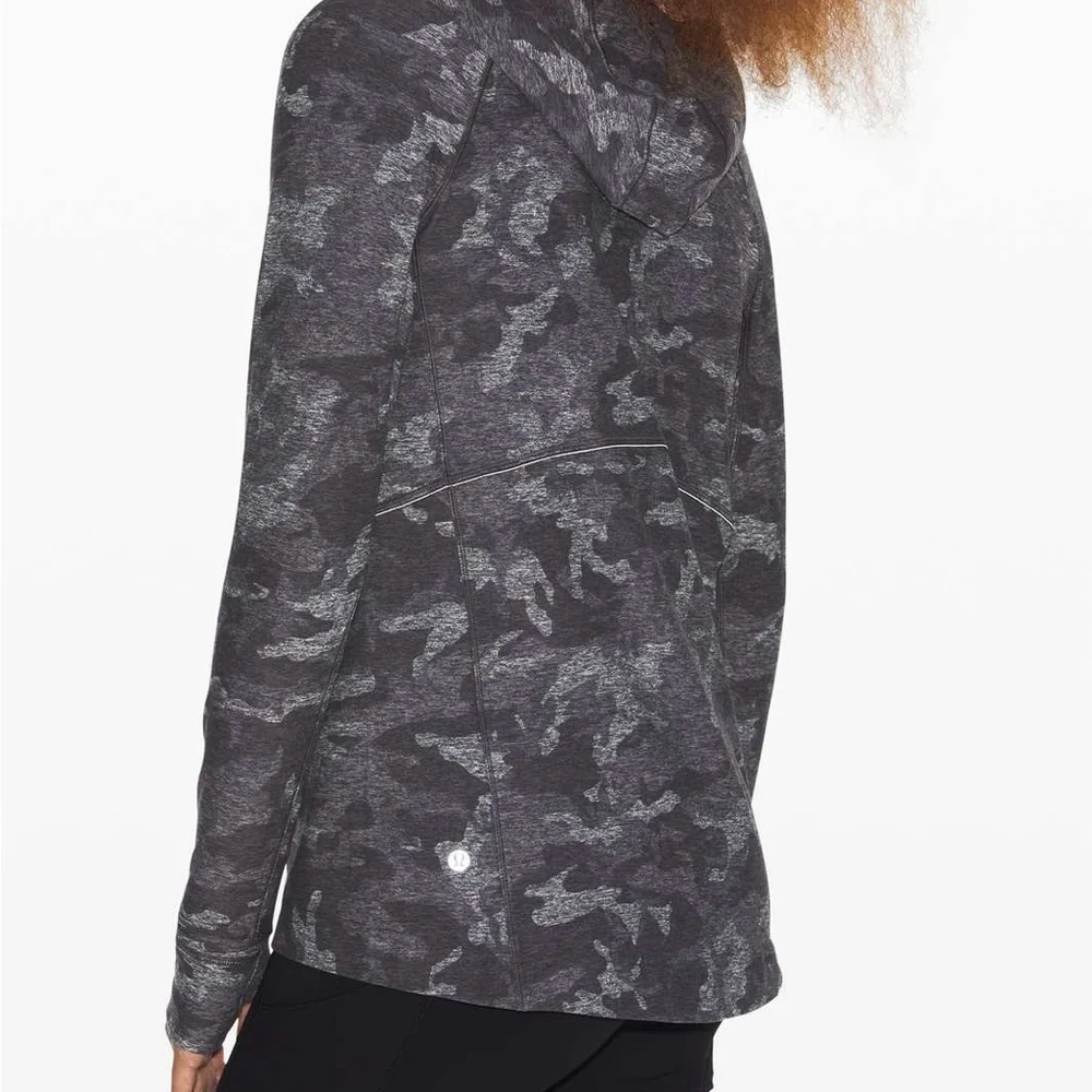 Lululemon Warm Stabilizer 1/2 Zip Hoodie Incognito Camo HTR Black